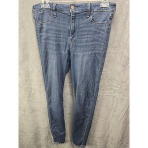 Hollister High-Rise Skinny Jeans Medium Wash Frayed Hem 9L W29 L30